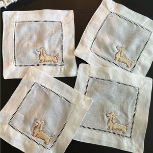Embroidered Dachshund Cocktail Napkins